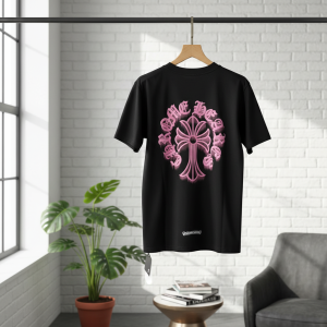 Chrome Hearts Black Pink Cross Graphic T-Shirt