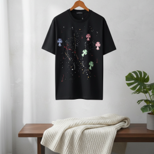 Chrome Hearts Painted Cross Black Cotton T-Shirt