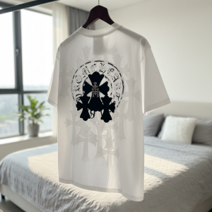 Chrome Hearts White Graphic Cross Print T-Shirt