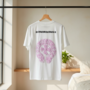 Chrome Hearts White T-Shirt Pink Cross Logo