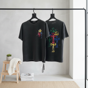 Chrome Hearts Multicolor Cross Print Black T-Shirt