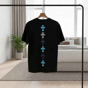 Chrome Hearts Black Cross Embroidery T-Shirt