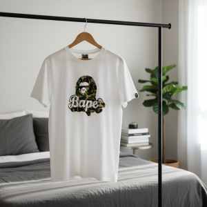 A Bathing Ape Camo Logo White T-Shirt