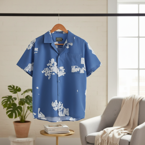 Denim Tears Blue Cloud Print Short Sleeve Shirt
