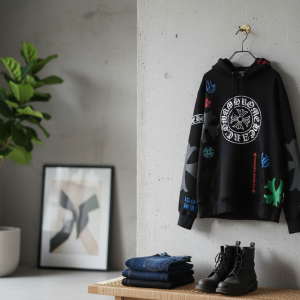 Chrome Hearts Black Graphic Print Hoodie