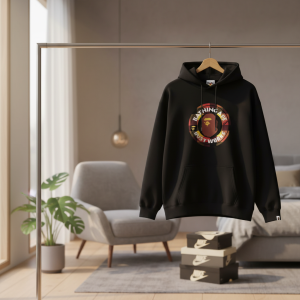 A Bathing Ape Black Logo Print Hoodie