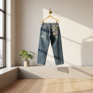 PantsDerschutze Floral Patch Vintage Denim Jeans