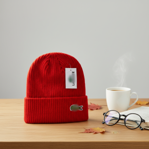 Lacoste Red Knit Beanie Winter Warm Hat