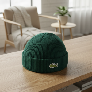 Lacoste Knitted Beanie Hat Winter Warm Dark Green