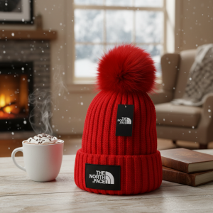 The North Face Red Knit Winter Beanie Hat