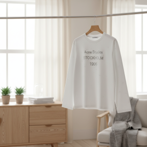Acne Studios White Long Sleeve Logo T-Shirt