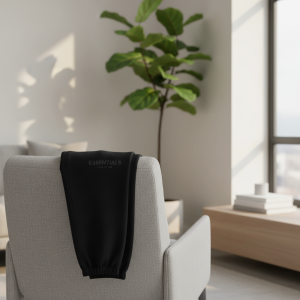 ESSENTIALS Black Cotton Unisex Jogger Pants