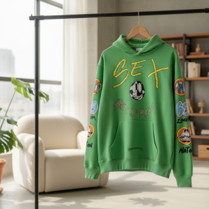 Chrome Hearts Green Graphic Street Style Hoodie