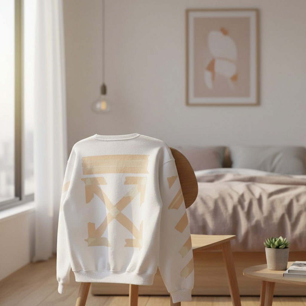 Off-White Arrow Tape Graphic White Sweatshirt