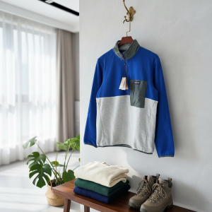 Patagonia Fleece Pullover Blue Gray Outdoor Sweater Men