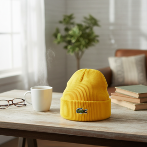 Lacoste Yellow Knit Beanie Winter Hat for Men