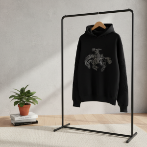 HoodiesDerschutze Black Horse Rider Graphic Hoodie