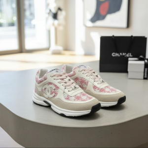 Chanel Pink Woven Leather Patchwork Sneakers