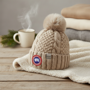 Canada Goose Khaki Plush Knit Pom Beanie Hat