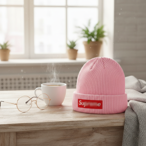 Pink Knit Beanie Winter Warm Hat for Men Women