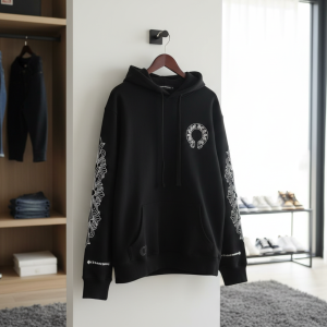 Chrome Hearts Black Cross Print Pullover Hoodie