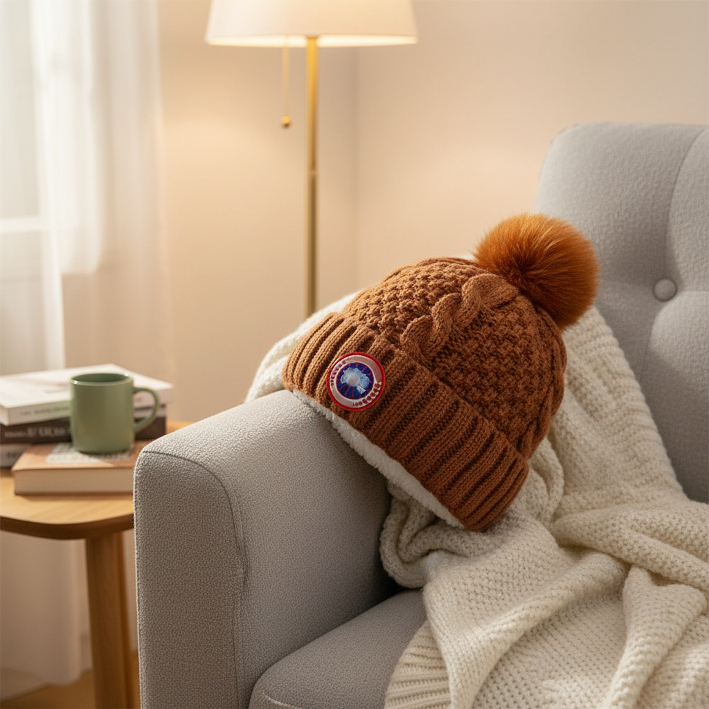 Canada Goose Caramel Plush Knit Winter Hat