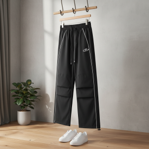 Balenciaga Black Cargo Wide Leg Track Pants