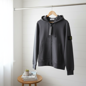 Stone Island Dark Gray Zip Hoodie Unisex