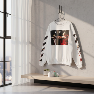 Off-White White Cotton Arrow Print Unisex Hoodie