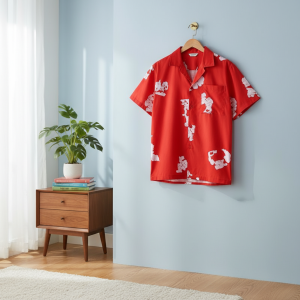 DenimTears Red Printed Short Sleeve Shirt