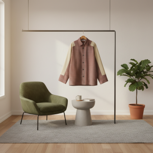 Acne Studios Plaid Patchwork Long Sleeve Shirt