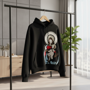 Derschutze Black Embroidered Graphic Streetwear Hoodie