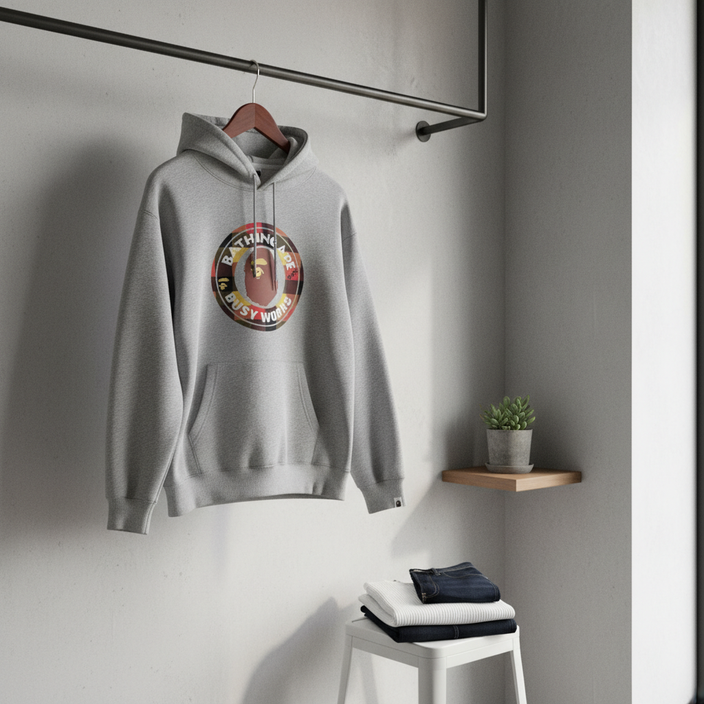 A Bathing Ape Busy Works Gray Hoodie
