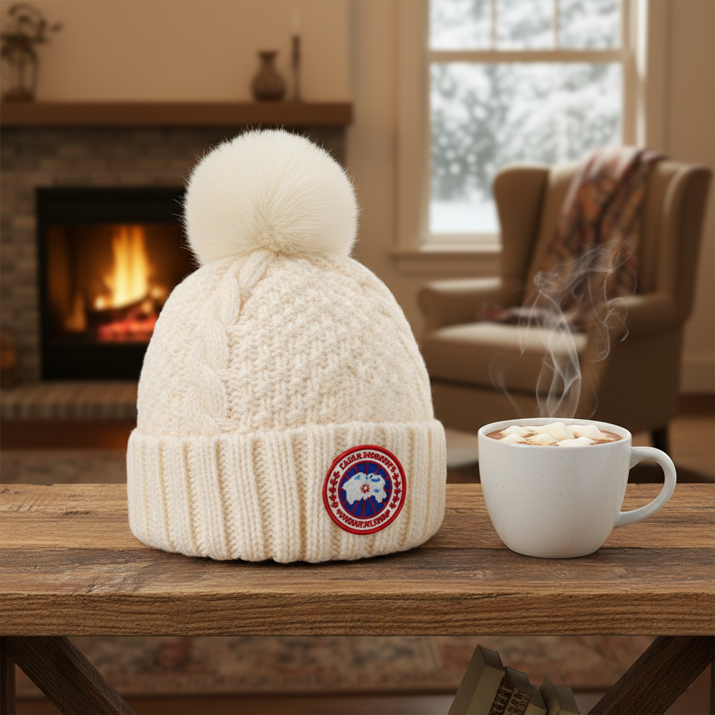 Milke Winter Knit Plush Beanie Hat Cream