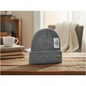 Lacoste Grey Knit Beanie Winter Warm Hat