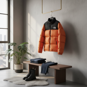 The North Face Orange Black Puffer Jacket