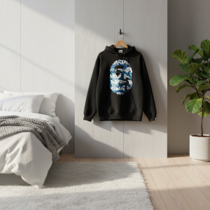 A Bathing Ape Black Shark Logo Graphic Hoodie