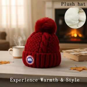 Canada Goose Wine Red Plush Knit Winter Hat