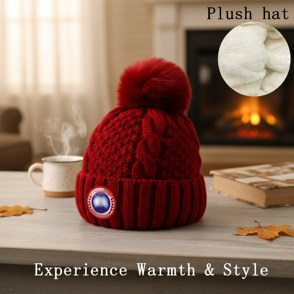 Canada Goose Wine Red Plush Knit Winter Hat