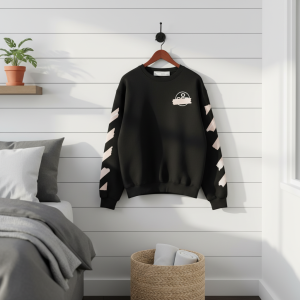 Off White Black Crewneck Sweatshirt Pink Stripe Unisex