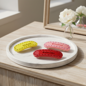 Prada Crystal Hair Clip Red Pink Yellow Luxury