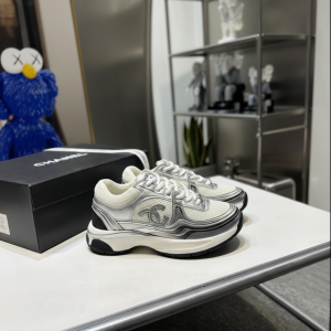 Chanel Silver White Mesh Chunky Sneakers