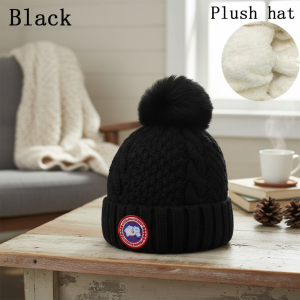 Canada Goose Black Plush Knit Winter Hat