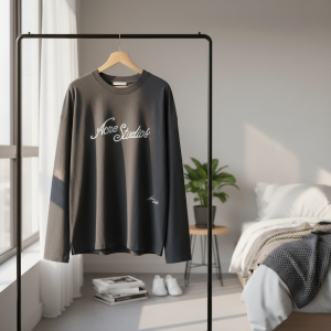 Acne Studios Logo Print Black Long Sleeve T-Shirt