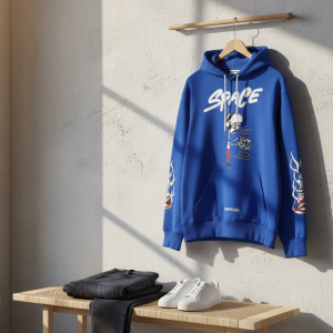 Chrome Hearts Space Graphic Blue Hoodie Pullover