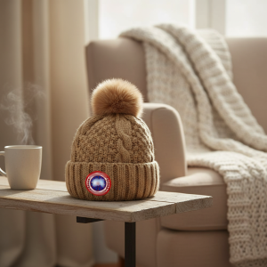 Canada Goose Camel Knitted Plush Winter Beanie Hat