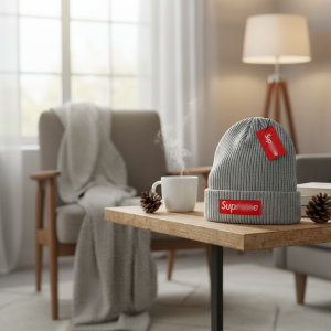 Gray Knit Winter Beanie Hat for Men Women Warm Fashion