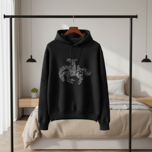 HoodiesDerschutze Black Cowboy Embroidered Hoodie