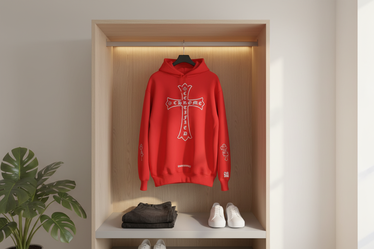 Chrome Hearts Red Cross Graphic Hoodie