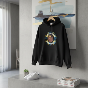 A Bathing Ape Black Logo Print Hoodie